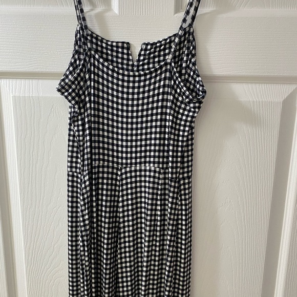 black white checkered gingham romper jumpsuit pants summer one piece stretchy - Picture 6 of 10